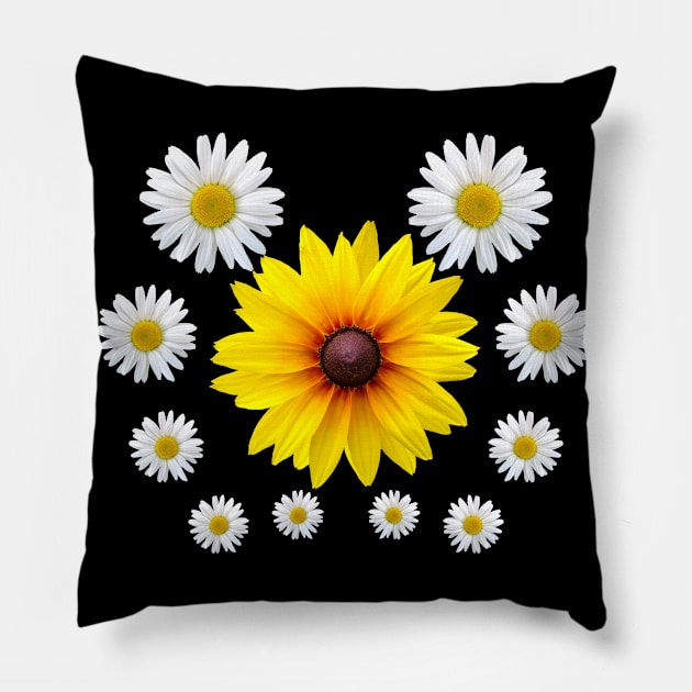 coneflower flower daisies coneflowers daisy blooms floral Pillow by rh_naturestyles