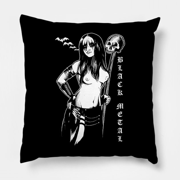 Black Metal Pillow by wildsidecomix