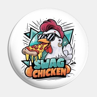 Pizza-Fueled Chicken With Cool Shades Pin