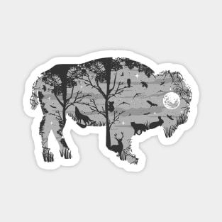 Wild Bison Silhouette Magnet