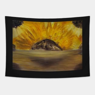 Sunflower Rise oil painting by tabitha kremesec Tapestry