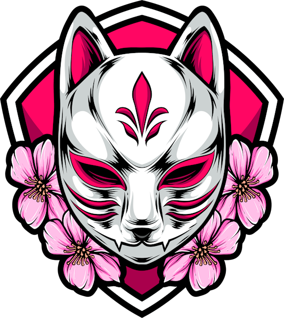 Oni Wolf Mask Kids T-Shirt by machmigo