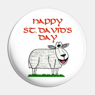 Happy St David's Day Sheep Welsh Wales Funny Pin