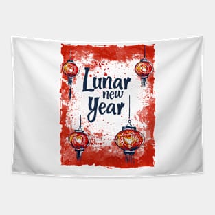 Lunar New Year Spectacular: Red & Yellow Paintbrush Delights Tapestry