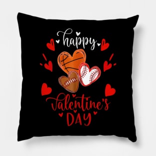 Happy Valentine's Day Basketball Baseball Football Pillow