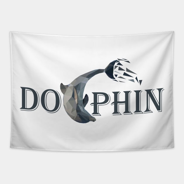 dolphin lowpoly art Tapestry by Amartwork