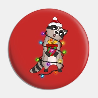 Raccoon Christmas Lights Funny Trash Panda Xmas Gift Pin