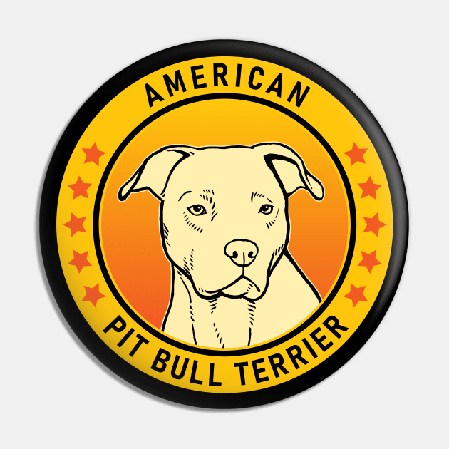 American Pit Bull Terrier Dog Portrait Pin by millersye