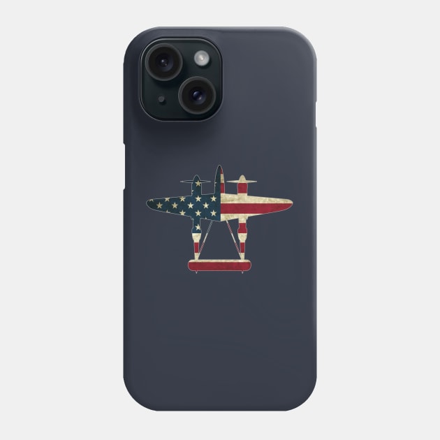 Retro USA Flag P-38 Lightning Aircraft Plane WW2 Fighter Warbird Pilot Gift Phone Case by stearman