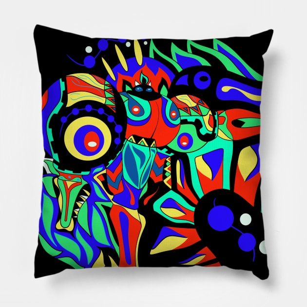 black arts in alien armor ecopop Pillow by jorge_lebeau