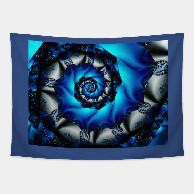 Blue spiral fractal Tapestry by pinkal