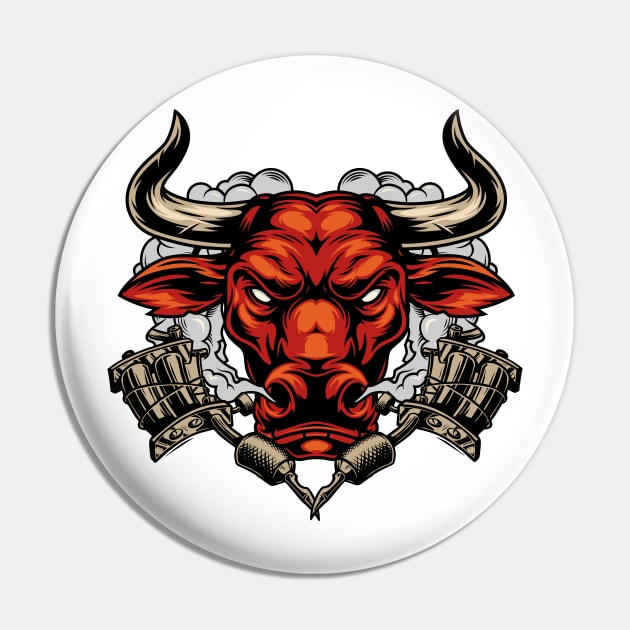 Bull Head Artwork Pin by Utopia Shop