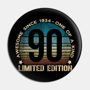 90Th Birthday 90 Year Old 1934 Limited Edition Pin