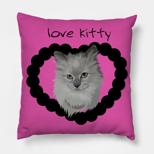 Love kitty cat Pillow by Fadmel