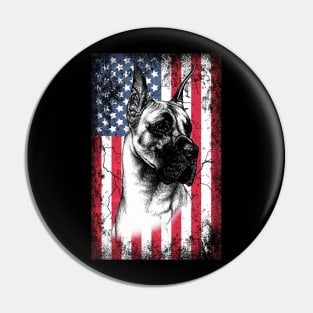 Patriotic Great Danes American Flag Pin