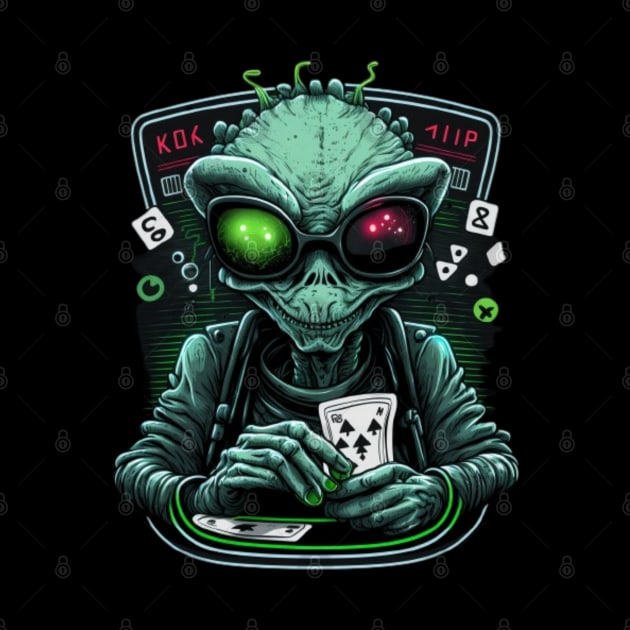 Funny Aliens Digital Artwork - Birthday Gift Ideas For Poker Player by Pezzolano