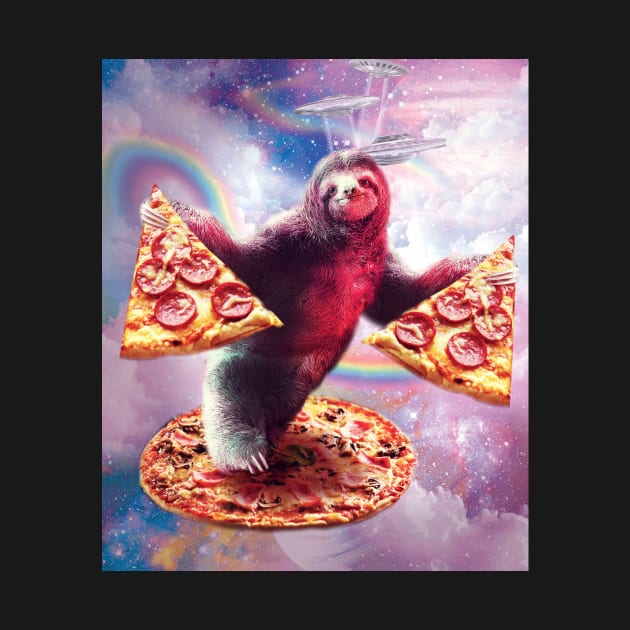 Funny Space Sloth With Pizza by Random Galaxy