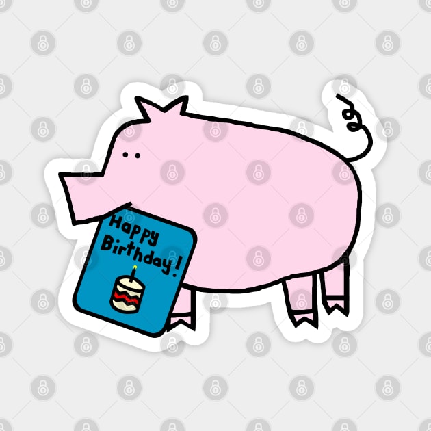 Pink Pig with Birthday Greetings Magnet by ellenhenryart