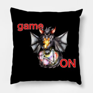 Game ON with a D20 dice and a black dragon Pillow