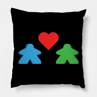 Blue And Green Meeple Couple Board Game Valentine's Day Pillow