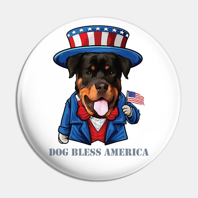 Rottweiler Dog Bless America Pin by whyitsme