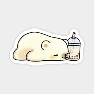 Little Polar Bear Chilling with it's Boba Tea Magnet