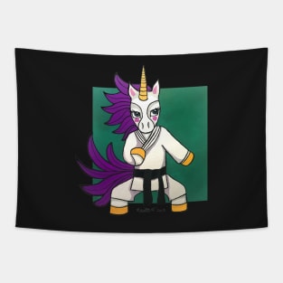 Green Karat-icorn (Karate Unicorn): Animals of Inspiration Tapestry