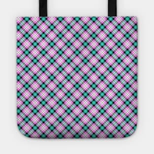 Pink and Blue Plaid Background Tote