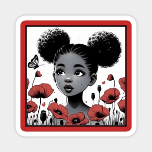 Poppy flowers and butterfly Magnet