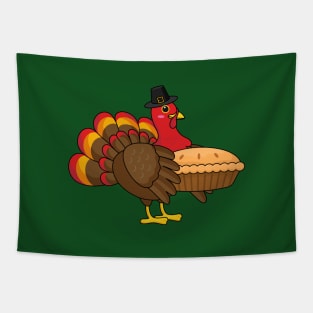 Cute Turkey with Pumpkin Pie Thanksgiving Tapestry