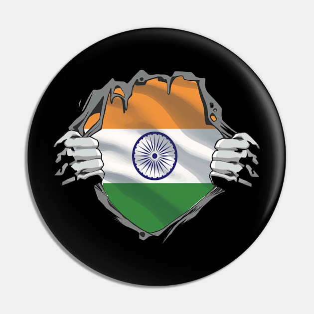 India Chest Burst Flag Indian Pride Pin by Printroof