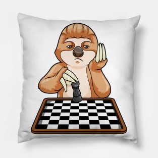 Sloth at Chess with Chess board Pillow