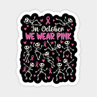 Breast Cancer Awareness Halloween Skeletons Dancing Magnet