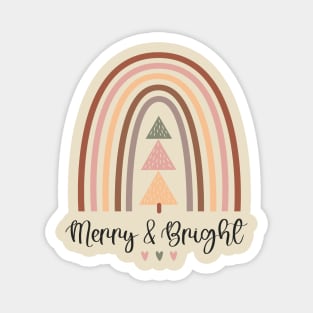 Merry and Bright - Boho Rainbow Christmas Magnet