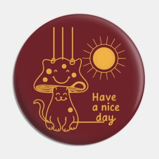 Happy cat wearing funny mushroom hat Pin