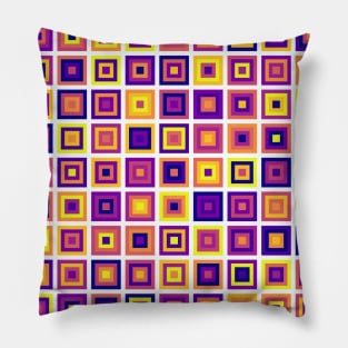 Abstract Square Geometric | Pop Fashion Modern Fusion Layered Blue Red Yellow Pillow