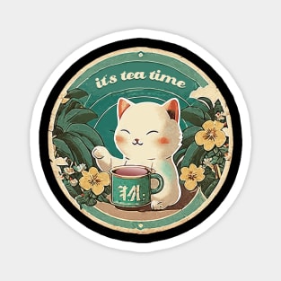 Lucky Cat Tropical Tea Time Magnet