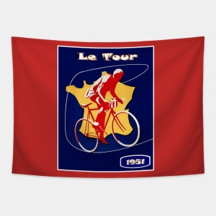 Le Tour  Vintage 1951 Bicycle Racing Print Tapestry