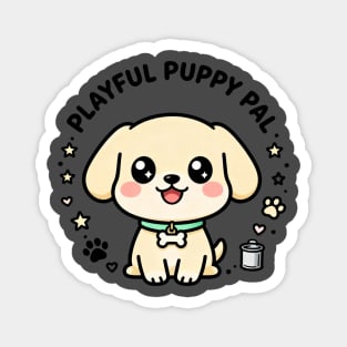 Playful Puppy Pal - Kawaii Dog Circle Design - Cute Pet Lover Gift Magnet