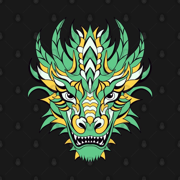 Head of green dragon by WarmJuly