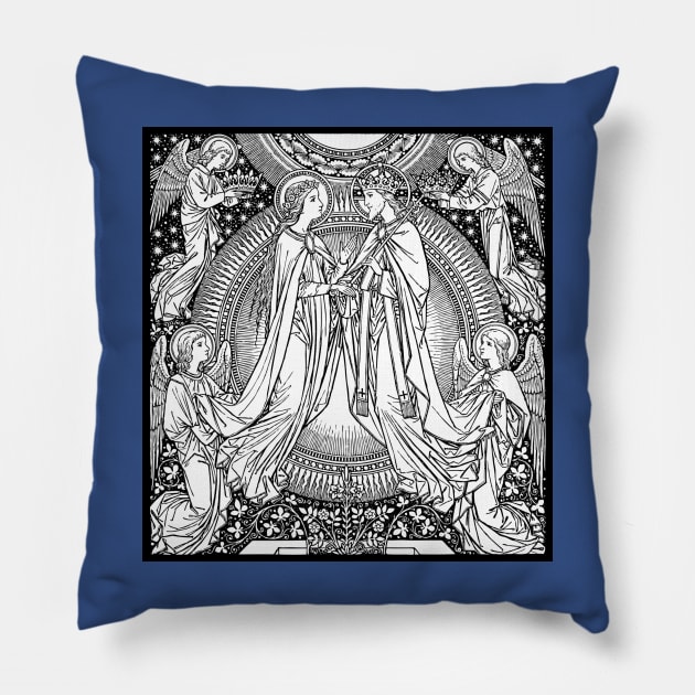 Coronation of the Blessed Virgin Mary (w/ background) Pillow by DeoGratias