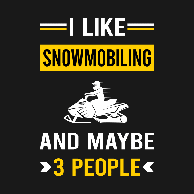 3 People Snowmobiling Snowmobile by Good Day