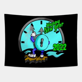 Happy new year 2022 clock Tapestry