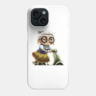 Little Old Lady on Scooter Phone Case