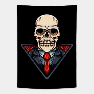 Skull In Business Suit Tapestry