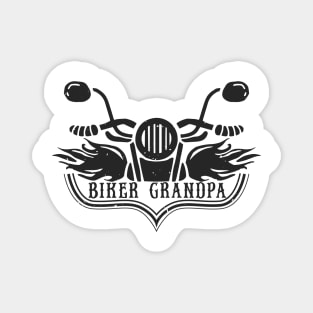 Biker Grandpa Black Motorcycle With Flames Magnet