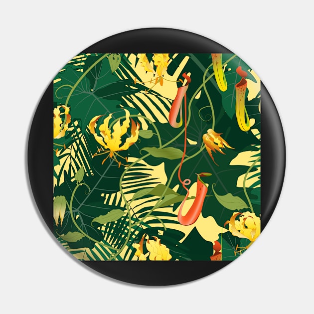 exotic flora on yellow Pin by kobyakov