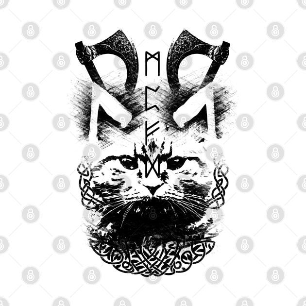 Abstract Cat in Viking Style - Black by Scailaret