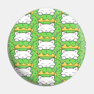 Cats eating green donuts Pin