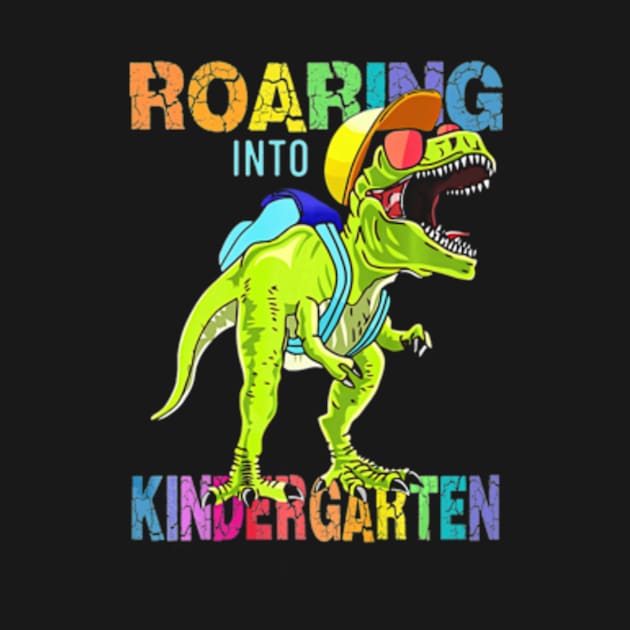 Family Roaring Into Kindergarten T-Rex Back To School Gift Premium by AstridLdenOs